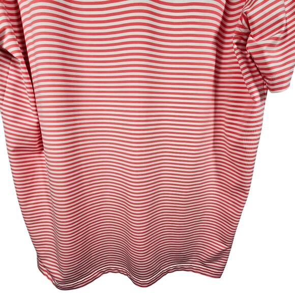 Peter Millar Summer Comfort Men's Coral and White Striped Polo Size M - Picture 5 of 11